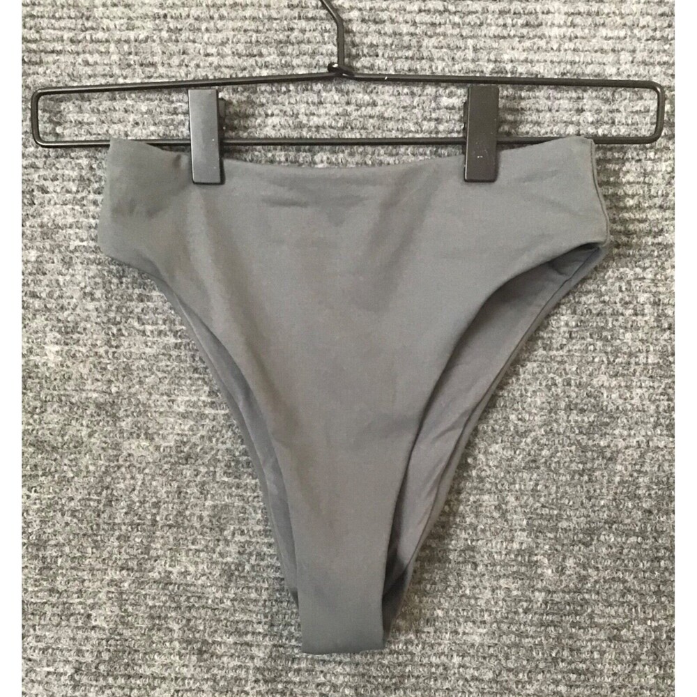 SKIMS Recycled Swim Mid Waist Bikini Bottom Size XXS NWT Gray Gunmetal Solid